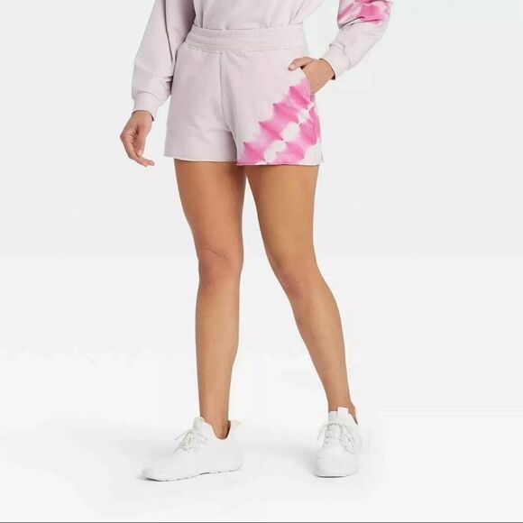 JoyLab Pink Tie Dye French Knit Shorts Sz L - Picture 2 of 11